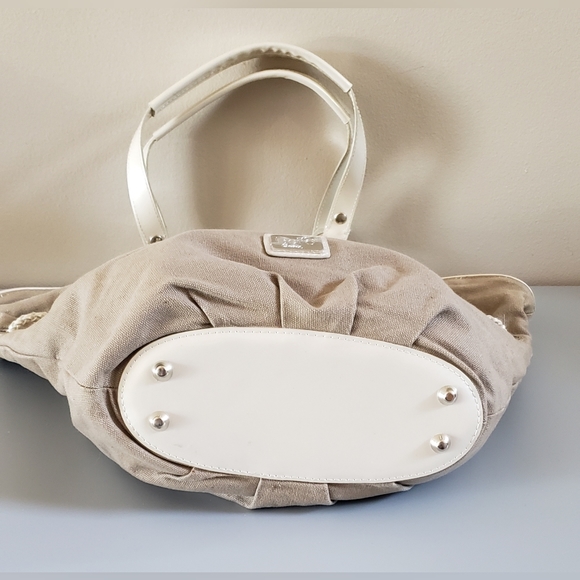 Beijo Canvas Brown & Tan Convertible/Reversible Handbag Purse Shoulder B… - Picture 5 of 15